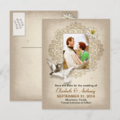 Postkarten mit Vintagem Save the Date (Vorne/Hinten)