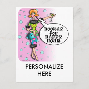 Postkarten - Polka Dot Martini Diva