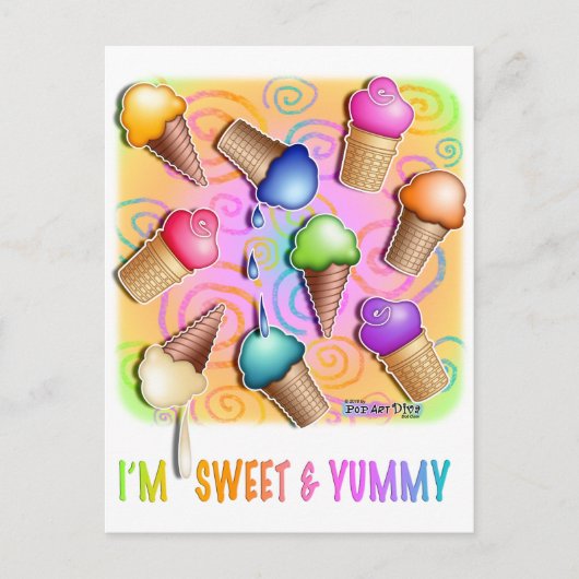 Postkarten - Pop Art ICE CREAM CONS (Vorderseite)