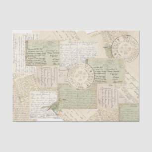 Postkarten-Poststempel-Vogel-Vintage-Collage Seidenpapier
