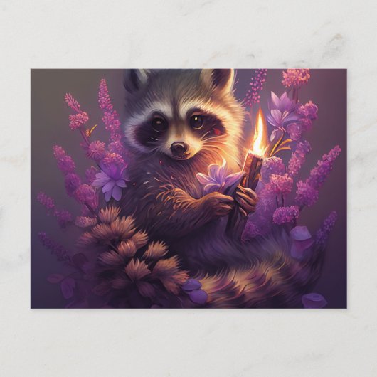 Postkarten Raccoon Mauve (Vorderseite)