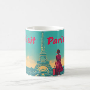 Postkarten-Retro-Eiffelturm-Reiseillustration Kaffeetasse