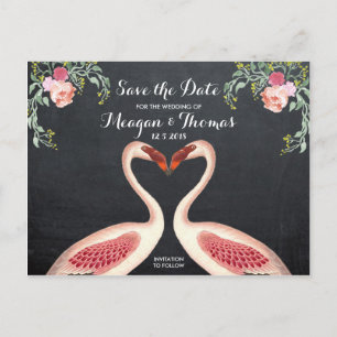 Postkarten-Tafelart des Flamingos Save the Date Ankündigungspostkarte