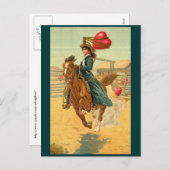 Postkarten - Valentine cowgirl Pferdebrille Herz (Vorne/Hinten)