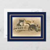 Postkarten-Vintage Katzen und Wagen Postkarte (Vorne/Hinten)