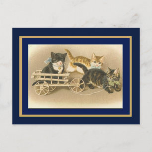 Postkarten-Vintage Katzen und Wagen Postkarte