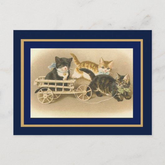Postkarten-Vintage Katzen und Wagen Postkarte (Vorderseite)