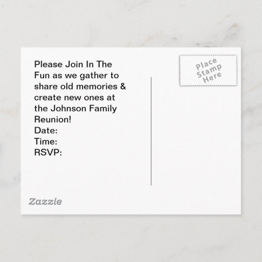 Postkarten-Vintage Retro Familie Renuion Ankündigungspostkarte (Rückseite)