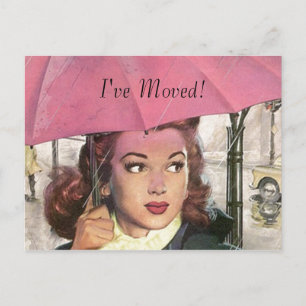 Postkarten-Vintager neuer Zuhause-Job habe ich Ankündigungspostkarte