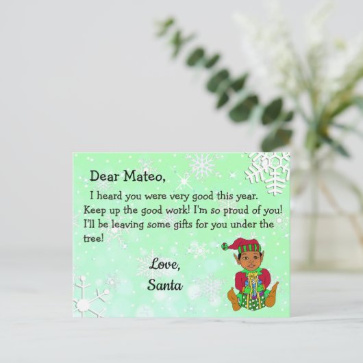 Postkarten vom Weihnachtsmann: Elf (Stehend Vorderseite)