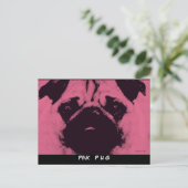 Postkarten-Vorlage, Mops-Hund rosa Postkarte (Stehend Vorderseite)