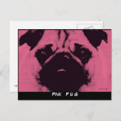 Postkarten-Vorlage, Mops-Hund rosa Postkarte (Vorne/Hinten)