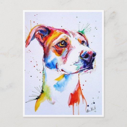 Postkarten - Wasserfarben Hund Welpe (Vorderseite)