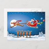 Postkarten-Weihnachtssankt-Pferdeschlitten-Ren Feiertagspostkarte (Vorne/Hinten)