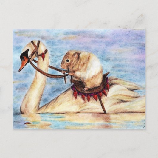 Postkarten zum Schwan-Rücken-Reiten (Hamster) (Vorderseite)