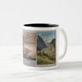 POSTKARTENDESIGN DER SCHWEIZ DER 1900er Jahre Zweifarbige Tasse (VorderseiteRechts)