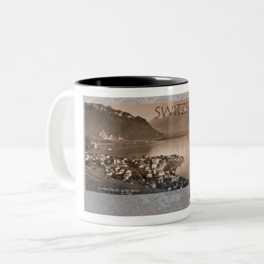 POSTKARTENDESIGN DER SCHWEIZ DER 1900er Jahre Zweifarbige Tasse (Vorderseite Links)