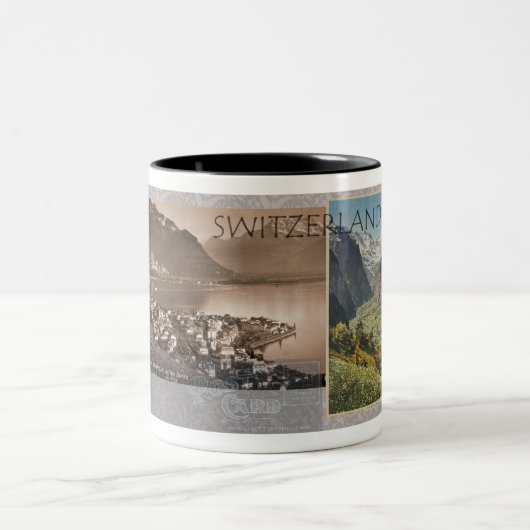 POSTKARTENDESIGN DER SCHWEIZ DER 1900er Jahre Zweifarbige Tasse (Mittel)