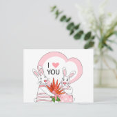 Postkartendesign mit lustigen Kaninchenpaar Postkarte (Stehend Vorderseite)