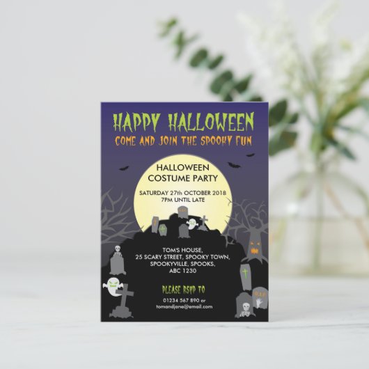Postkarteneinladung "Happy Halloween" Einladungspostkarte (Stehend Vorderseite)