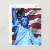 Postkartenflagge und Freiheitsstatue Postkarte (Vorne/Hinten)