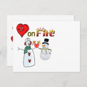 Postkartenherz auf Feuersnowman Postkarte (Vorne/Hinten)