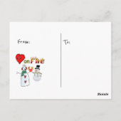 Postkartenherz auf Feuersnowman Postkarte (Rückseite)