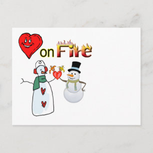 Postkartenherz auf Feuersnowman Postkarte