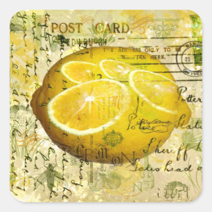 Postkartenlemonen Quadratischer Aufkleber