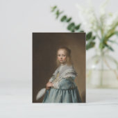 Postkartenmädchen in blau postkarte (Stehend Vorderseite)