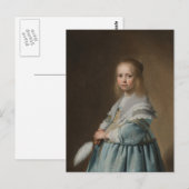 Postkartenmädchen in blau postkarte (Vorne/Hinten)