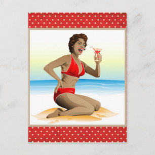 Postkartensommer-Pin-up mit Cocktail Postkarte