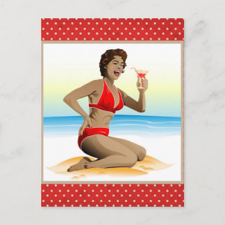 Postkartensommer-Pin-up mit Cocktail Postkarte