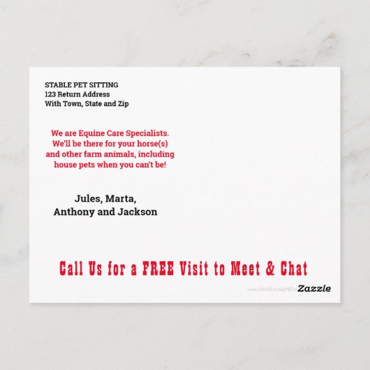 Postkartenversand oder Handout Postkarte (Rückseite)