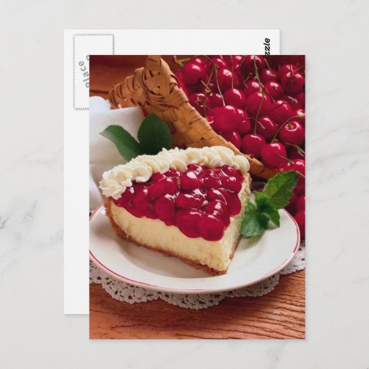 POSTKÄSE MIT CHERRY TOPPING POSTKARTE (Vorne/Hinten)