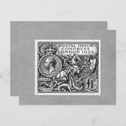 Postkongress 1929 1 Pfund Gewerkschaft Briefmarke Einladung (Vorne/Hinten)