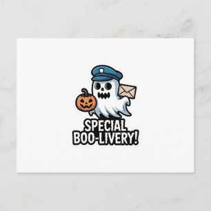 Postman Boo – Spooky Cute Halloween Ghost Delivery Postkarte