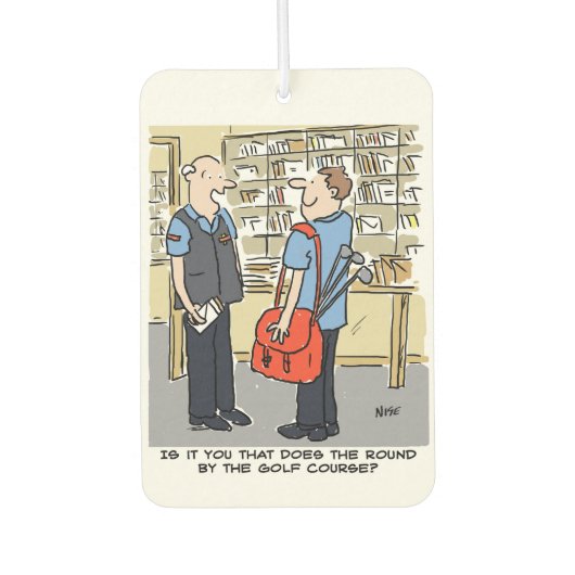 Postman hat einen Golfplatz in der Nähe Autolufterfrischer (Vorderseite)