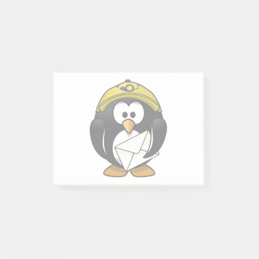 Postman Penguin Bird Cartoon Post-it Klebezettel (Vorderseite)