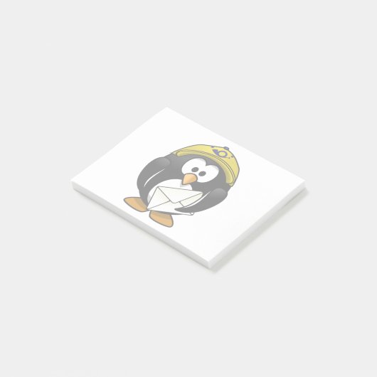 Postman Penguin Bird Cartoon Post-it Klebezettel (angewinkelt)