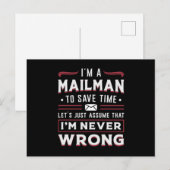 Postman Post Mailman Tag Lieferung Geschenk Idee Postkarte (Vorne/Hinten)