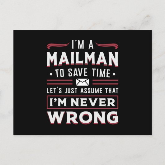 Postman Post Mailman Tag Lieferung Geschenk Idee Postkarte (Vorderseite)