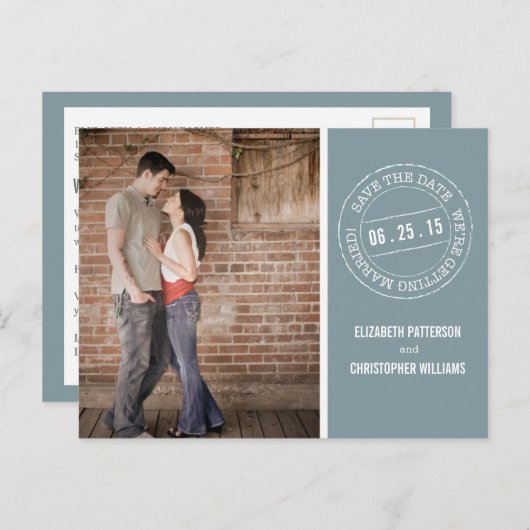 Postmark Wedding Foto Save the Date Postkarte (Vorne/Hinten)