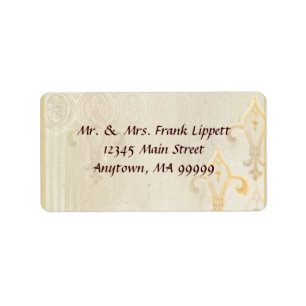 Postmarken - Fleur di Lys Damask 2 Creme Adressaufkleber
