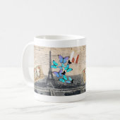 Postmarkenskripte Schmetterling Paris Effiel Tower Kaffeetasse (Vorderseite Links)