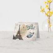 Postmarkenskripte Schmetterling Paris Effiel Tower Karte (Gelbe Blume)