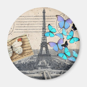 Postmarkenskripte Schmetterling Paris Effiel Tower Magnet