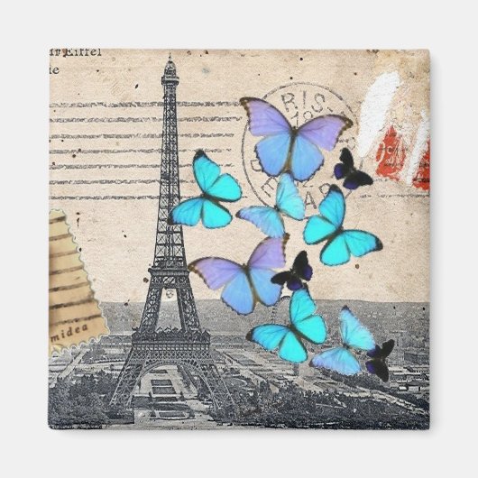Postmarkenskripte Schmetterling Paris Effiel Tower Magnet (Vorne)