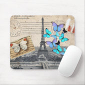 Postmarkenskripte Schmetterling Paris Effiel Tower Mousepad (Mit Mouse)
