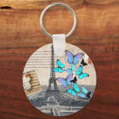 Postmarkenskripte Schmetterling Paris Effiel Tower Schlüsselanhänger (Vorderseite)